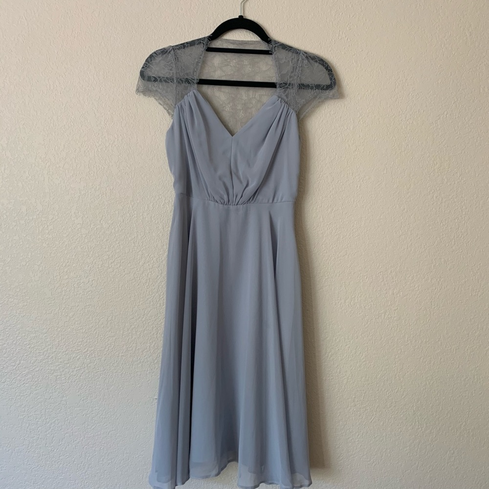 Dusty Blue Lace Wedding Guest/Bridesmaid Dress